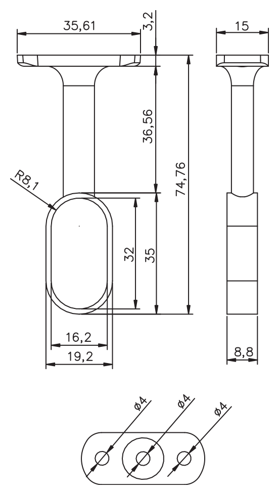 Açık Oval Boru Babası · 4132 — Teknik çizim